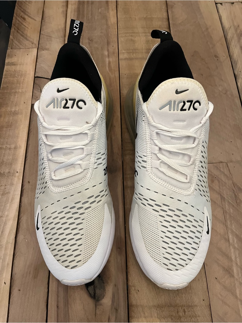 Nike Air Max 270 White Black Yellow Men's Athletic Shoes